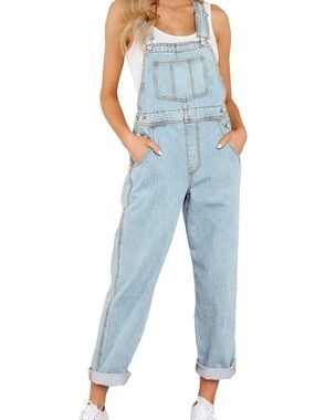 Light Blue Denim Women's Overalls with Relaxed Fit